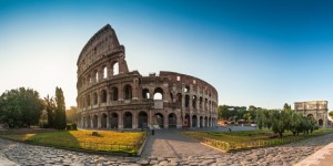 Sunrise at the Coliseum, Rome, Italy.